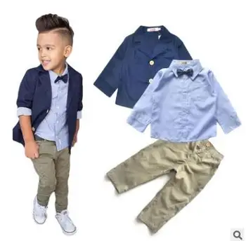 

Formal Boys suits for wedding Kids British Wind Birthday suit Boy gentleman suit Children clothing disfraz blazer+pants+shirt