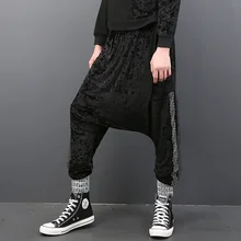 Осенние и зимние новые европейские мужские шаровары лучевые брюки мужские модные повседневные эластичные талии мужские брюки джоггеры черные