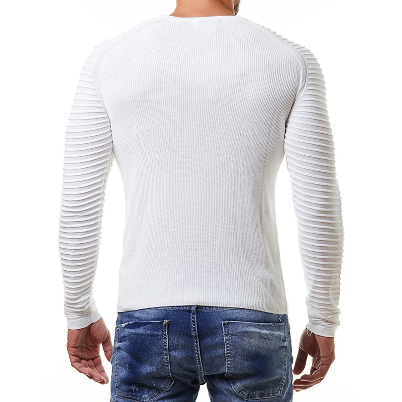 Для мужчин свитер новая зимняя повседневная облегающая Bodycorn Фитнес Повседневный пуловер Slim Fit шею полосы на руку мужской классический