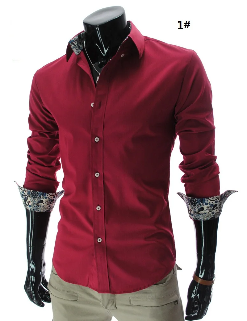 New Men's Shirts Slim fit Unique neckline stylish long Sleeve Men Shirt