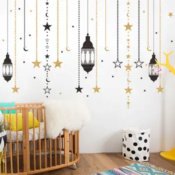 

Curtain star chandelier Ramadan Festival Wall Sticker living room decoration Mural Art Decals home stickers wallpaper