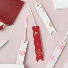 Цветок сакуры серии лепесток кожа Закладка креативные канцелярские принадлежности горячего тиснения DIY практичные канцелярские товары студенческий подарок закладка клип