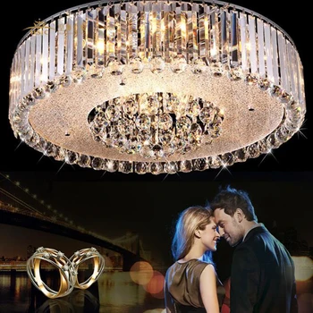 

New simple round led crystal ceiling lamp Modern living room crystal light bedroom lamp led restaurant light led lighting lamps