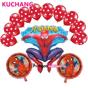 

13pcs/lot spiderman balloon Latex Polka Dots Balloon spider man party inflatable helium foil balloons birthday party decoration