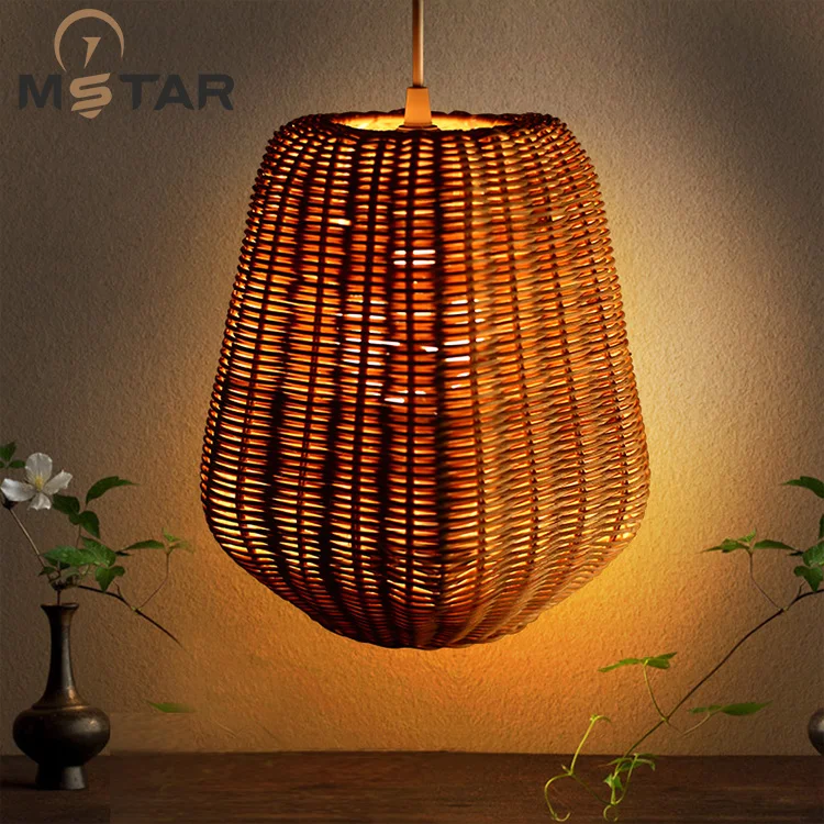 

rattan rattan lamp chandelier bedroom dining study personality of classical Chinese New Retro chandelier Chandelier