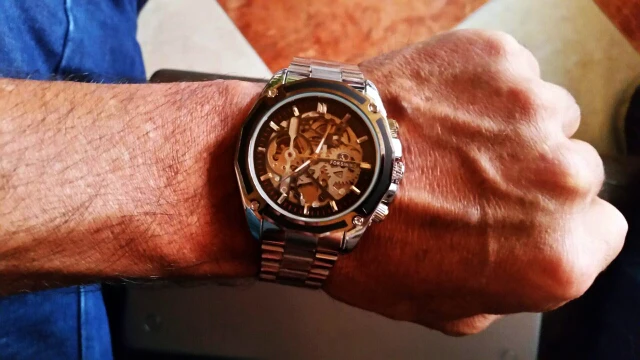 Forsining steampunk mecânica moda masculina relógio de