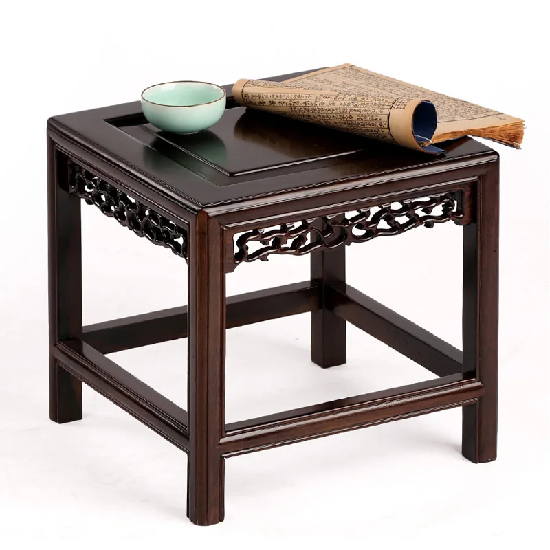 

Carved mahogany ebony wood flowerpot base Wooden Bench Stool shelf bracket decoration flower bowl