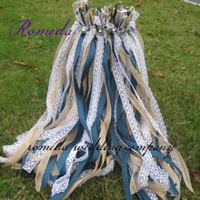 SHIPPING-50pcs/лот Свадебные джутовые природные ленты палочки, свадебные конфетти струящиеся ленты палочки с колокольчиками