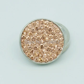 

New KS0010 handmade Champagne rhinestone snap buttons Stainless buttons 20MM fit snap bracelets jewelry charm