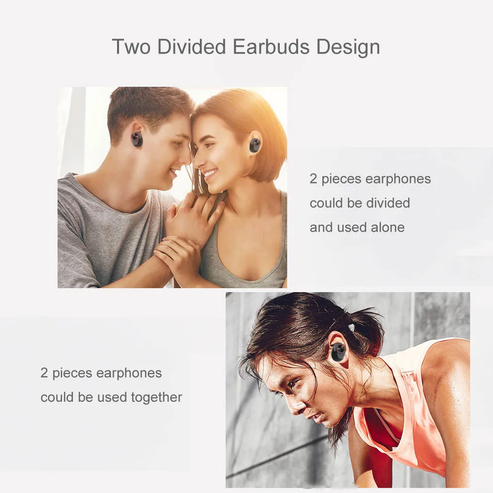 NVAHVA TWS Wireless Earphone Bluetooth Headset Earbud Sports Deep Bass Stereo Earphones For Samsung iPhone PC Car Driving 