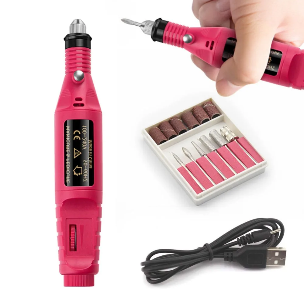 

Professional Electric Manicure Machine Pen Pedicure Nail File Nail Tools 6 Drill bits Drill Apparatus For Nail Drill Machine