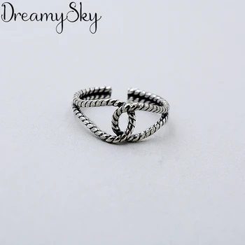 

Bohemian Fashion 925 Sterling Silver Simple Antique Rings For Women Girls Big Finger Ring Bridal Jewelry joyas de plata