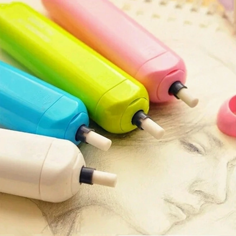 1pc Automatic Electric Pencil Eraser Writing Drawing Office School Supply Student Artist Stationery Children's Day Gift 4 Colors