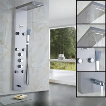 Nouvelle Cascade Pluie Thermostatique Colonne De Douche Massag Corps Jets Chaude et Froide Panneau De Douche Robinet avec Température Affichage Numérique