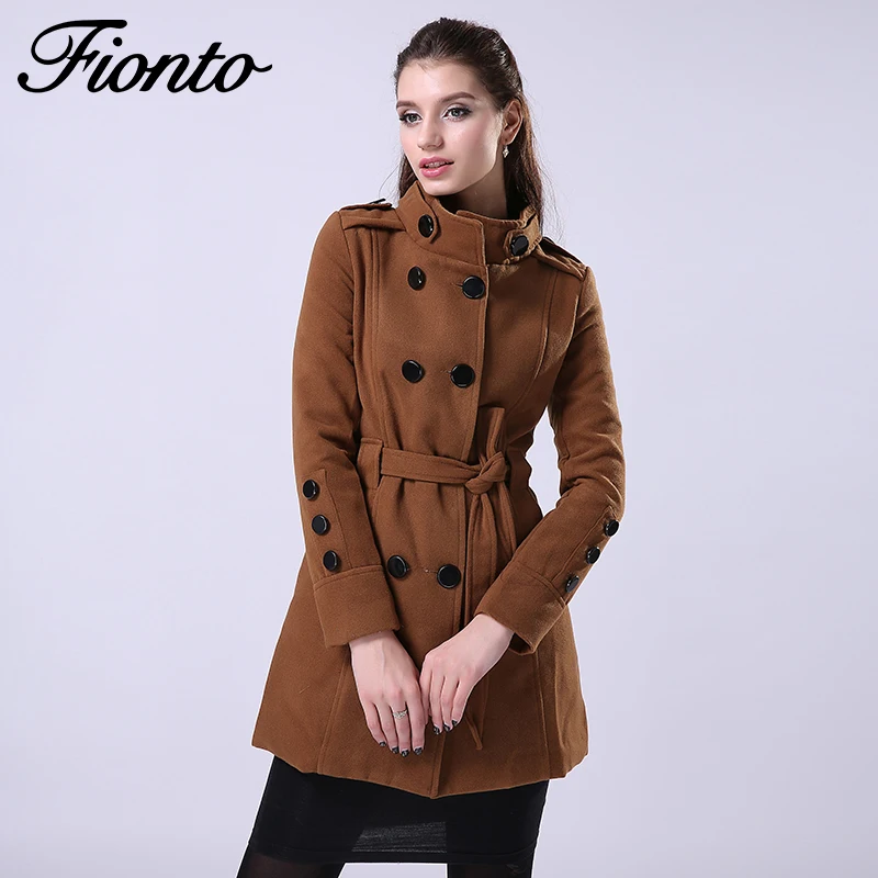 fionto 2016 новинка для женщин trench для женщин Chest пальто зима тон