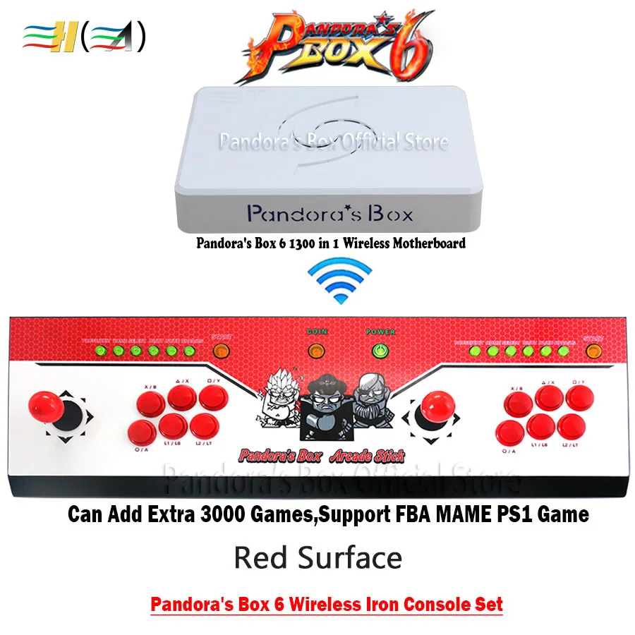 

Pandora's Box 6 wireless 1300 in 1 arcade game iron console set 2 players joystick button support 3d tekken Mortal Kombat pacman