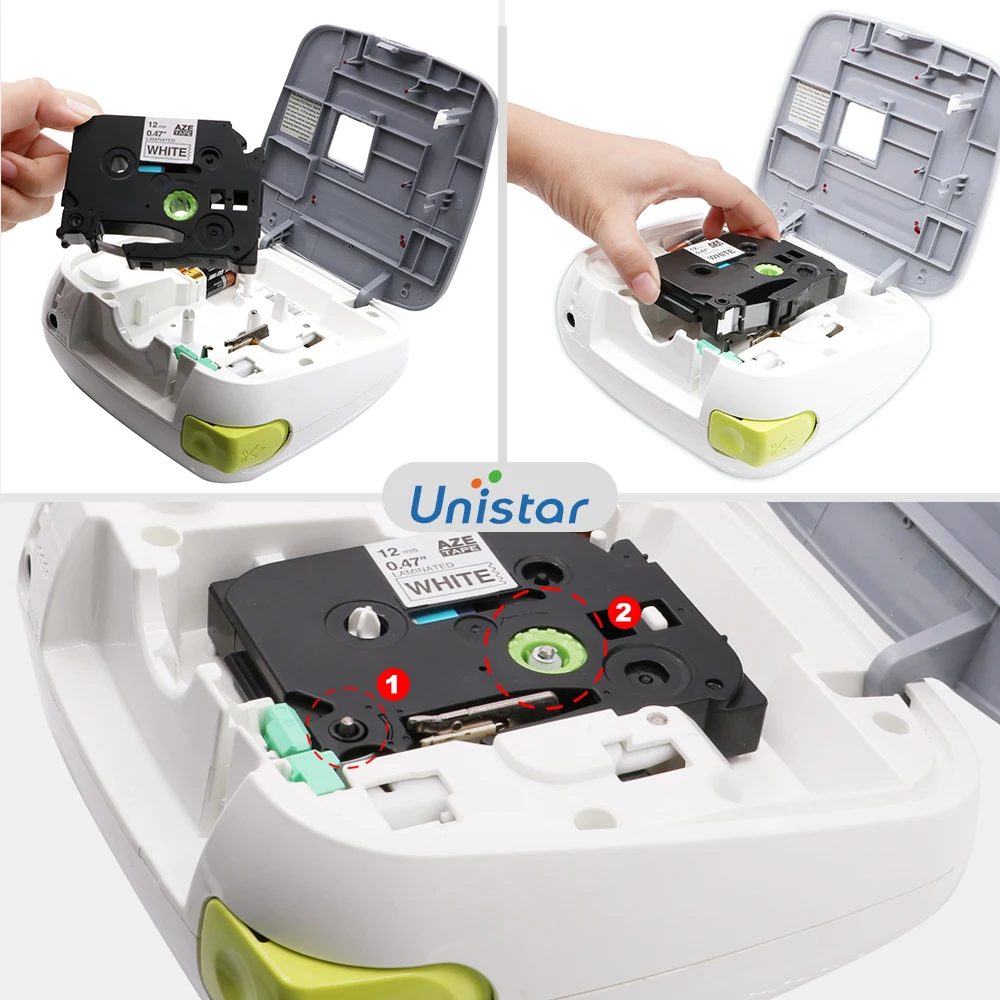 Unistar 2 шт. TZe 535 совместимый с Brother P touch лента 12 мм белая на синей этикетке для PT D210 P750