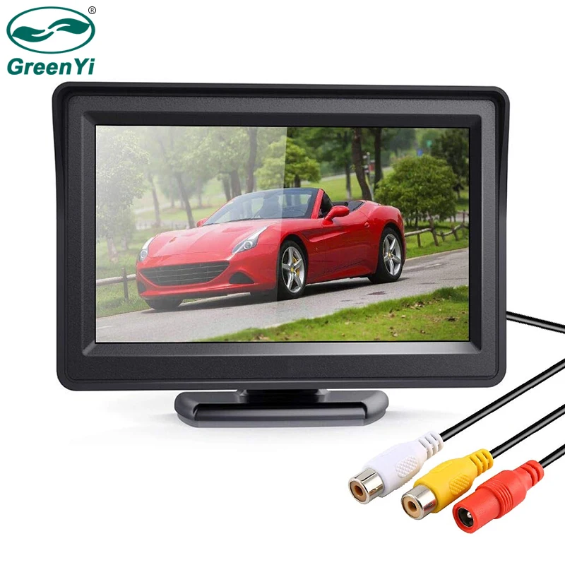 

GreenYi 4.3 inch Car Monitor TFT Color LCD Screen Display Parking Assistance Support Rear View Camera with 2 Video Input