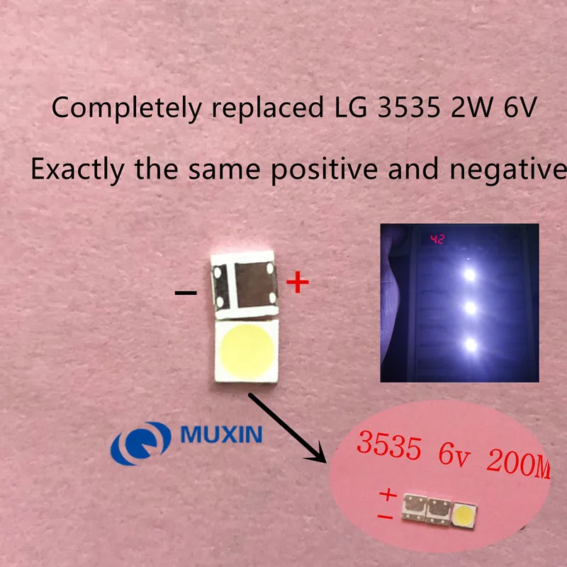100 шт. LG Innotek светодиодный Светодиодный подсветка высокая мощность светодиодный 2 Вт 6 в 3535 холодный белый ЖК-подсветка для ТВ приложения LATWT391RZLZK