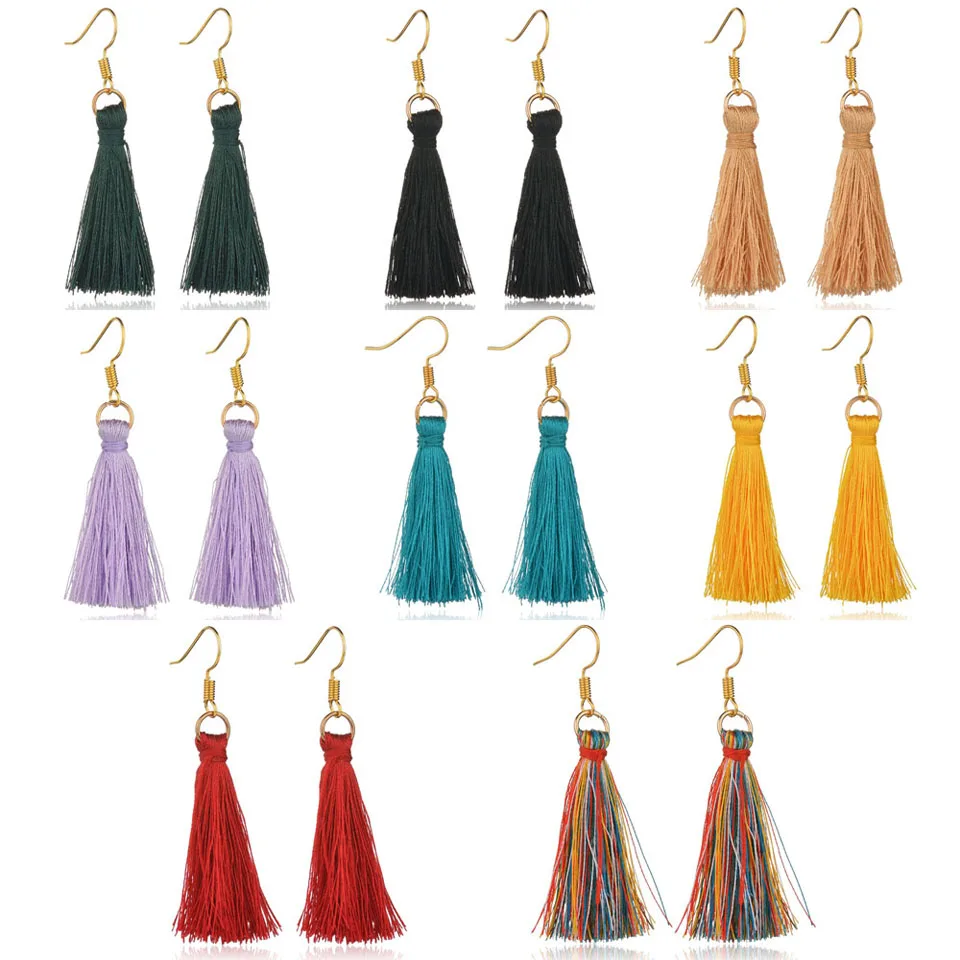

2019 Fashion Women Colorful Tassel Earrings Jewelry Female For Women Drop Earrings Female Trendy Style Hot Cheap Earrings