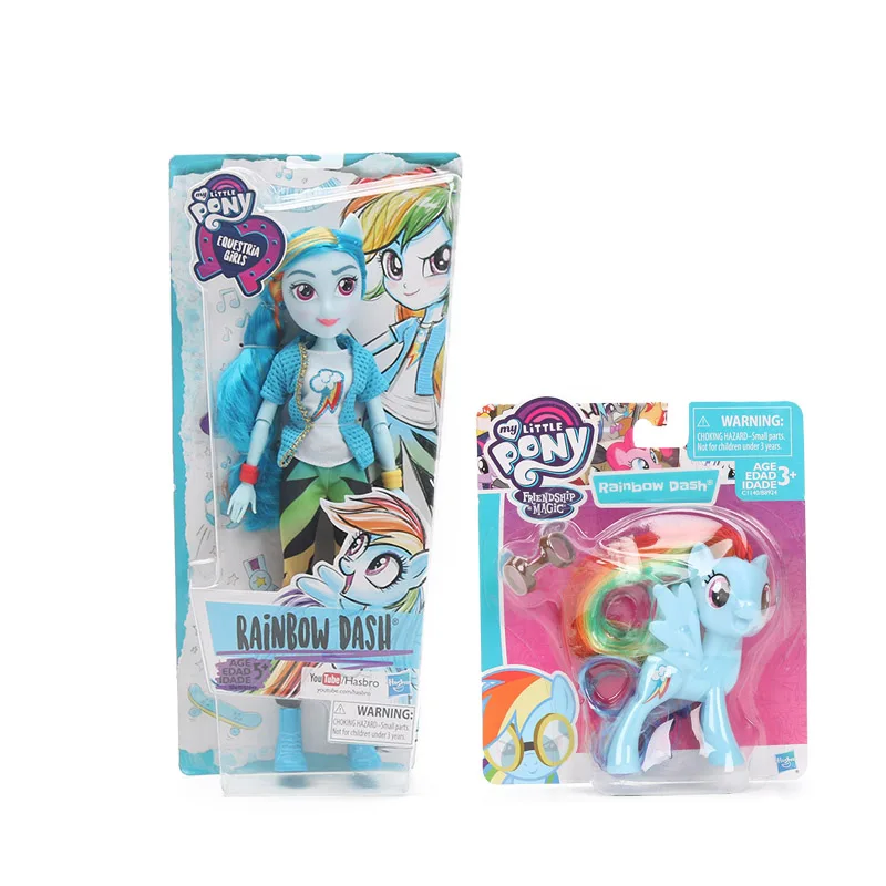 2 шт./компл. игрушки My Little Pony 8 см 28 Equestria Girls Эппл Джек редкость ПВХ фигурки пони классический Стиль коллекция кукол - Цвет: rainbow dash set