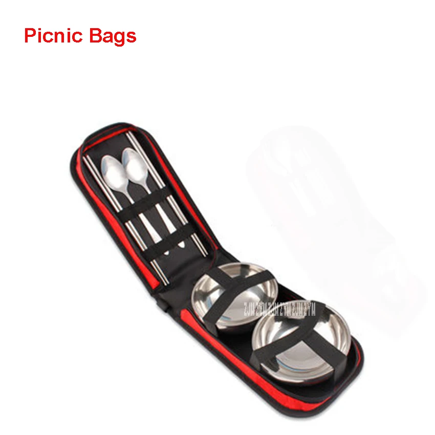 

Outdoor Stainless Steel Cutlery Bag Portable Travel Folding Picnic Package Barbecue Picnic Tableware Set Travel Supplies Orange