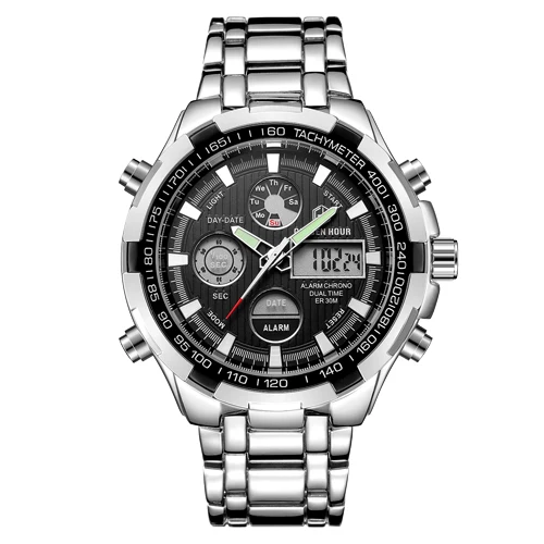 Reloj Hombre GOLDENHOUR модные популярные мужские часы montre homme с будильником спортивные высоко оцененные мужские наручные часы Relogio Masculino - Цвет: S B