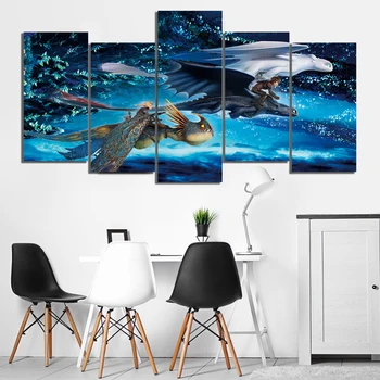 

Toothless How To Train Your Dragon Movie Poster Paintings Fantasy Art HD Cartoon Dragon Picture Canvas Paintings for Wall Decor