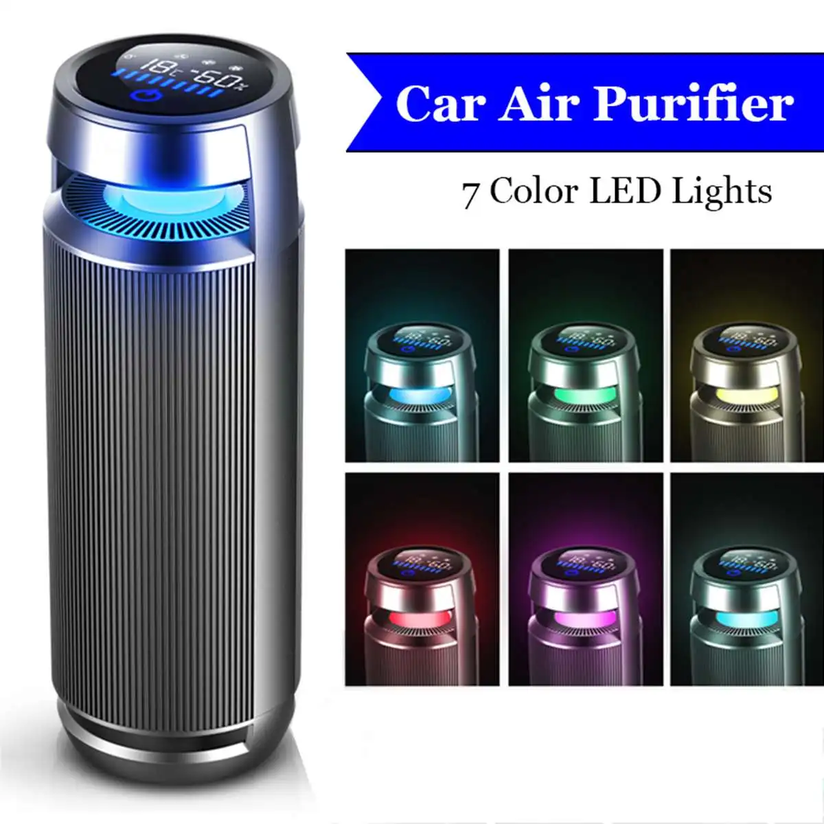 

AUGIENB USB Car Purifier Negative Ion Cleaner for PM2.5 Formaldehyde Smoke Odor Allergies LED Light Frash