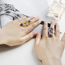 Звездные войны: принцесса Лея Косплей кольцо женский подарок для звездных войн коллекции фанатов синее кольцо с камнями реквизит подарок Прямая поставка