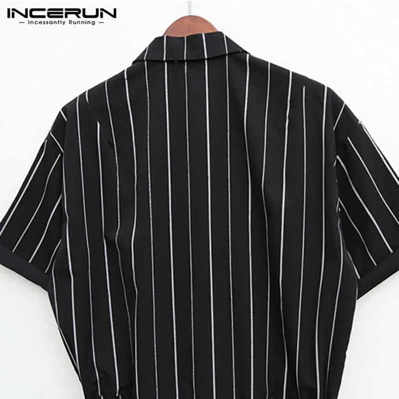 Incerun macacão masculino de manga curta, moda