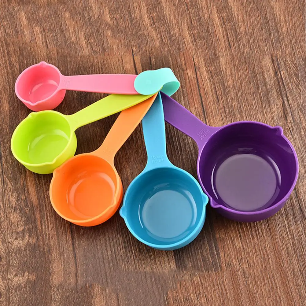 

New 5Pcs Plastic Measuring Cups Spoon Scoop Kitchen Cooking Tool Baking Utensil