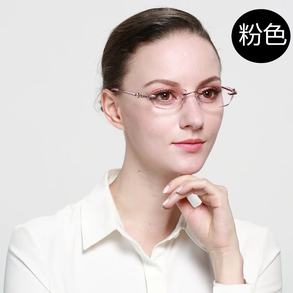 Сверхлегкие очки без оправы, женские очки, заготовка линзы с титановым бриллиантом, градиент, 117