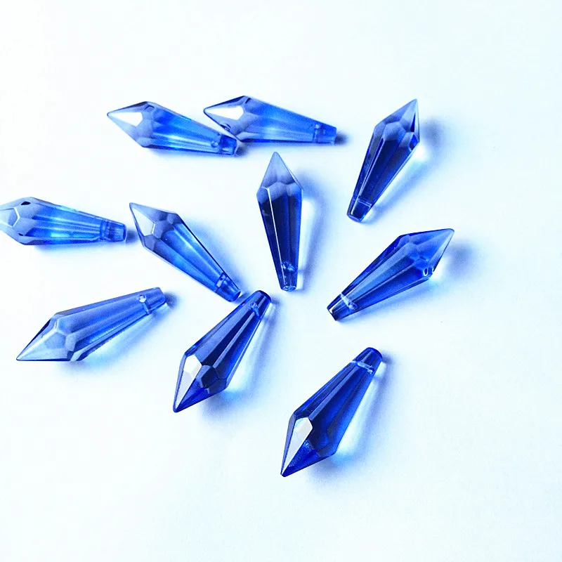 100pcs 36mm Light blue Crystal Chandelier Lamp Lighting Parts Prisms Drops(Free Rings) Hanging Decoration Wedding Accessories