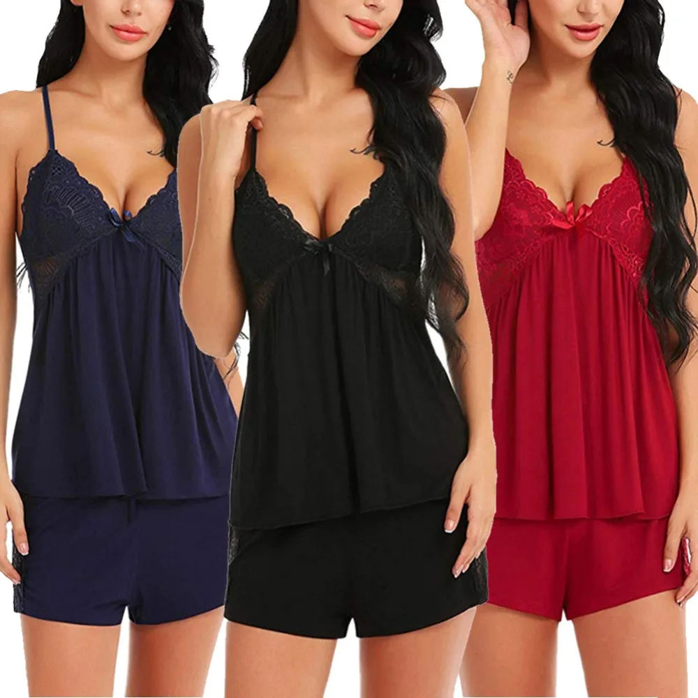 

Women Sexy Lace lingerie Night Wear Suit women's Home Underwear Sexy Set 2 Pcs Backless pyjamas women Sexy Erotic sleepwear