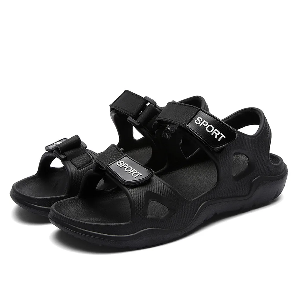 Genuine Leather Shoes Men Sandals Summer Beach Sandals Male Shoes Fashion Cow Leather Man Sandals Black White June 3