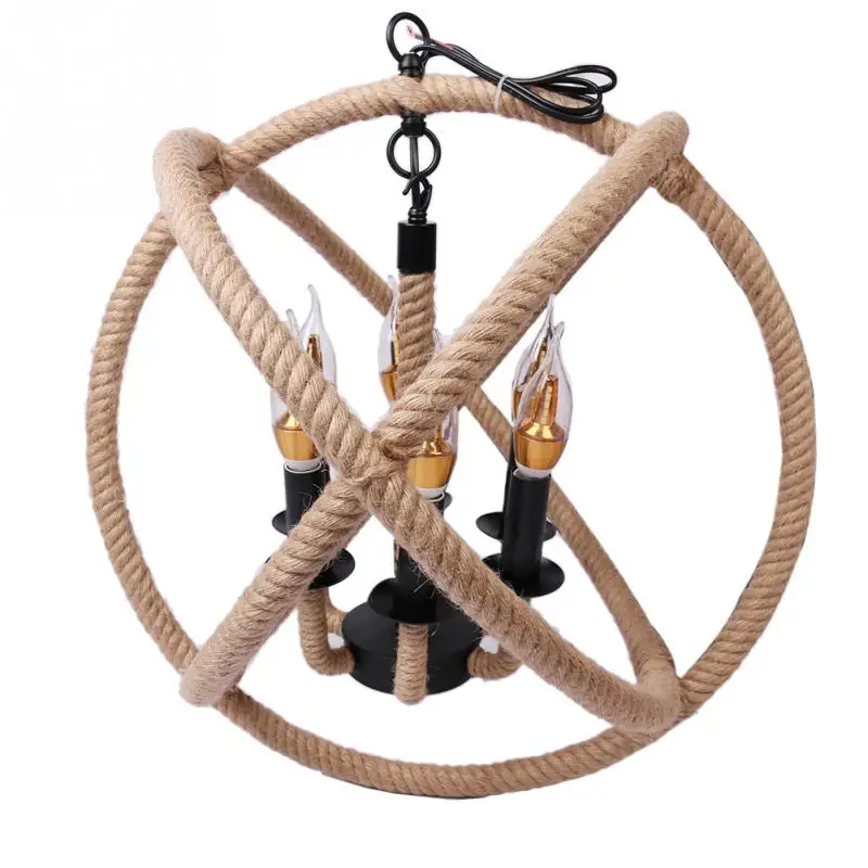 Fashion Modern Hemp Rope Art Globe Pendant Ceiling Lights Chandeliers