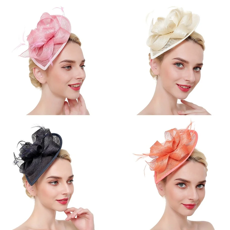 

Fascinators Hat Women Flower Mesh Ribbons Feathers Fedoras Hat Headband or a Clip Cocktail Tea Party Headwewar for Girls