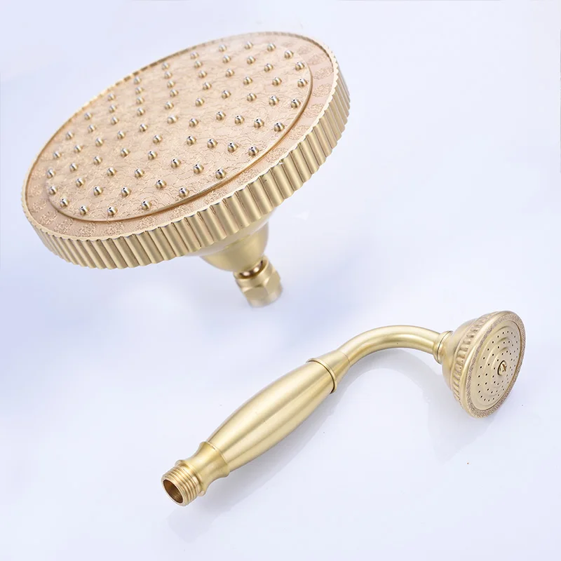 Shower Faucets Luxury Brass Rain Shower Set Dural Handle Wall Mount Gold Bathroom Faucet With Slide Bar Bathtub Faucet 88316