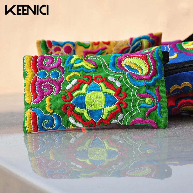 

KEENICI Women's Retro Embroidered Purse Wallet Ethnic Clutch Bag Card Coin Holder Mobile Phone Bag Coin Bag With Floral Design