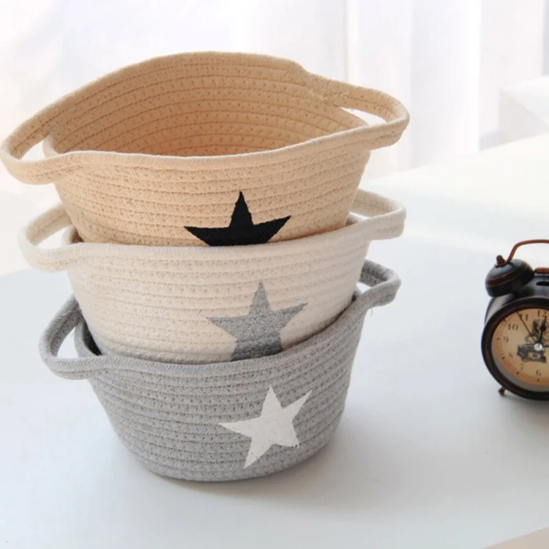 

Nordic Style Elegant Five-pointed Star Cotton Rope Storage Box Household Supplies Sundries Cotton Weaving Basket