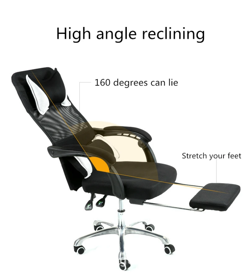 Light Ergonomics Computer Chair with Footrest Household Simple Swivel Chair Lifted and Rotation Multifunction Mesh Cloth Chair