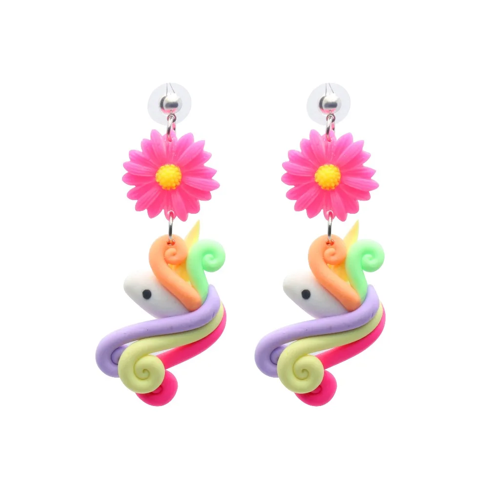 

1pair Fashion Craft Clay unicorn Earrings For Women Japan/Korean Fashion Jewelry Wholesale