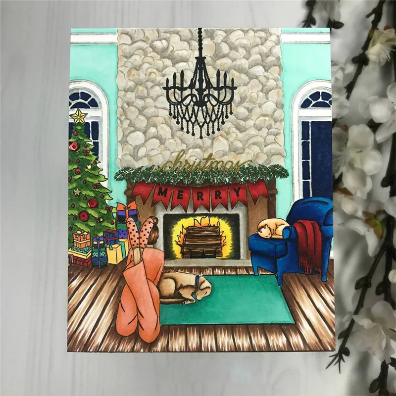 

Naifumodo Dies Christmas Girls Stamps with Dies Tree Metal Cutting Dies for Scrapbooking New Arrival Card Making Clear Stamp