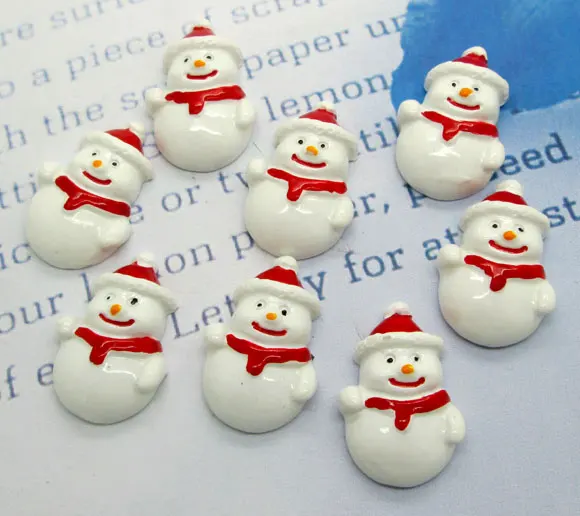 

LF 20Pcs Resin Christmas Snowman Decoration Flatback Crafts Cabochon Embellishments For Scrapbooking Kawaii Cute Diy Accessories