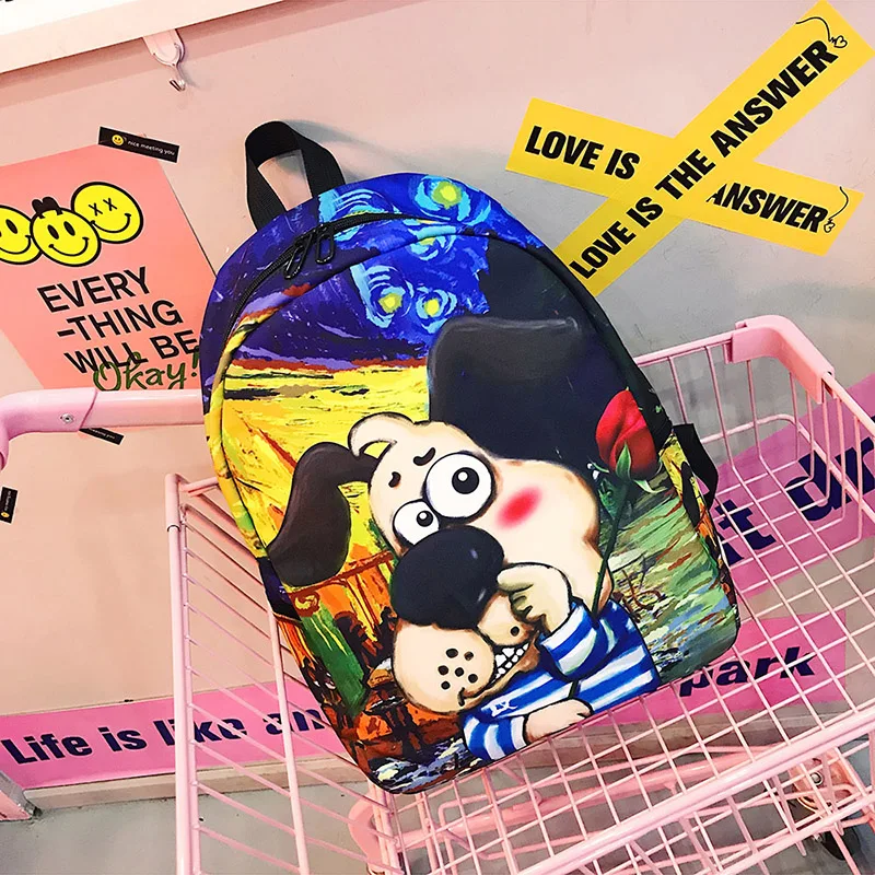 Menghuo New Women Backpacks Girls School Bag 3D Cartoon Cat School Backpack Bag For Girls Printing Backpack Travel Bags Mochilas (18)