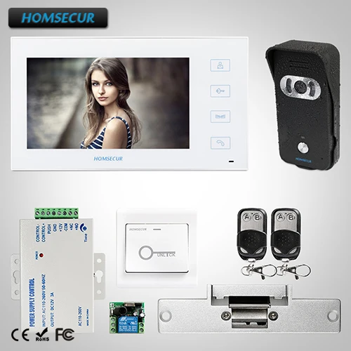 

HOMSECUR 7" Wired Video Door Entry Phone Call System+Touch Button :TC021-B +TM704-W
