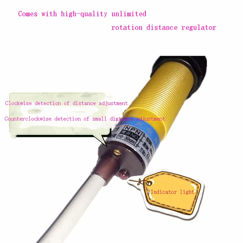 

10pcs/lot E3F-DS30C4 diffuse NPNPNP DC three-wire normally open photoelectric switch 10-30CM adjustable