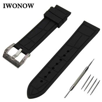 

Silicone Rubber Watch Band 22mm for Moto 360 2 46mm 2015 Stainless Carved Pre-v Buckle Strap Wrist Belt Bracelet Black + Tool