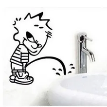 Funny Wall Stickers Bathroom Glass Door Stickers Cute Children Boy Shower Sticker Waterproof Removable Vinyl Decor Decal